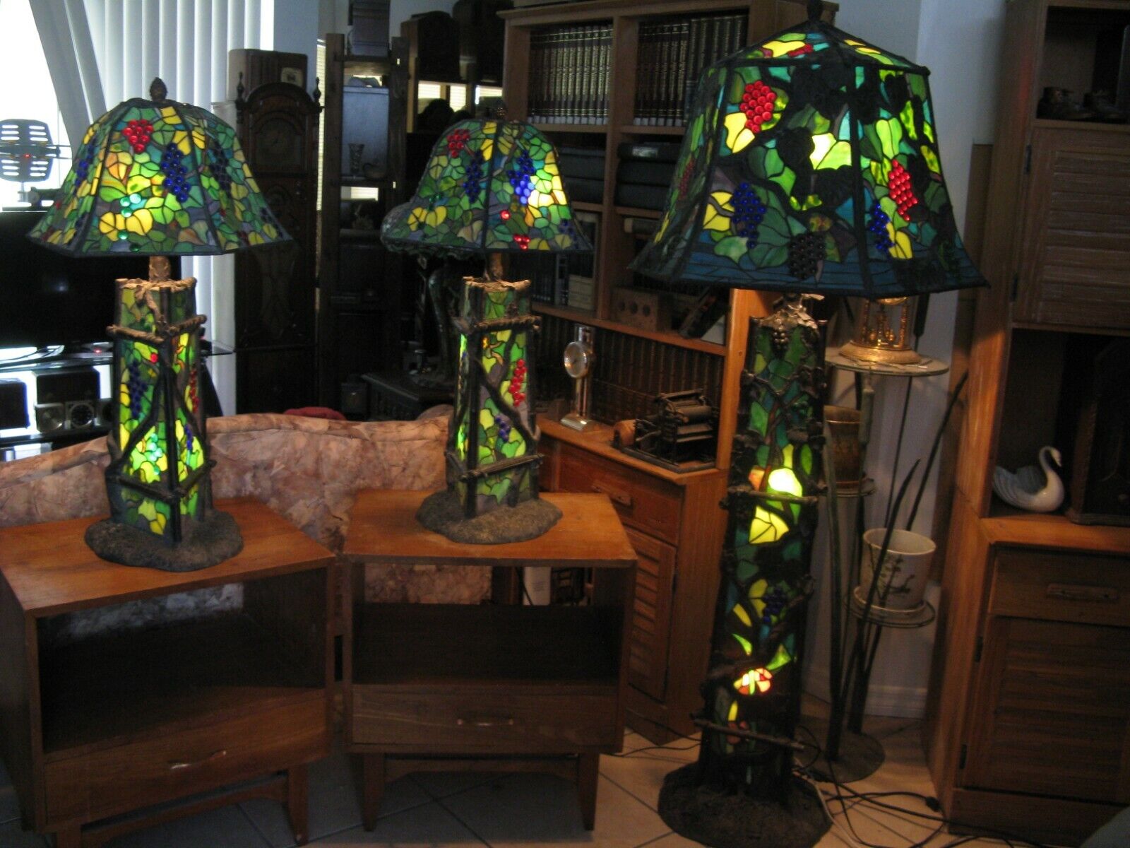 Tiffany Style Stained Glass Floor & Tabletop Deco Lamps, Set of 3 Archetectual 