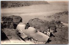 VINTAGE POSTCARD UNFINISHED RAMSES II STATUE ON THE BANKS OF THE ASWAN DAM EGYPT picture
