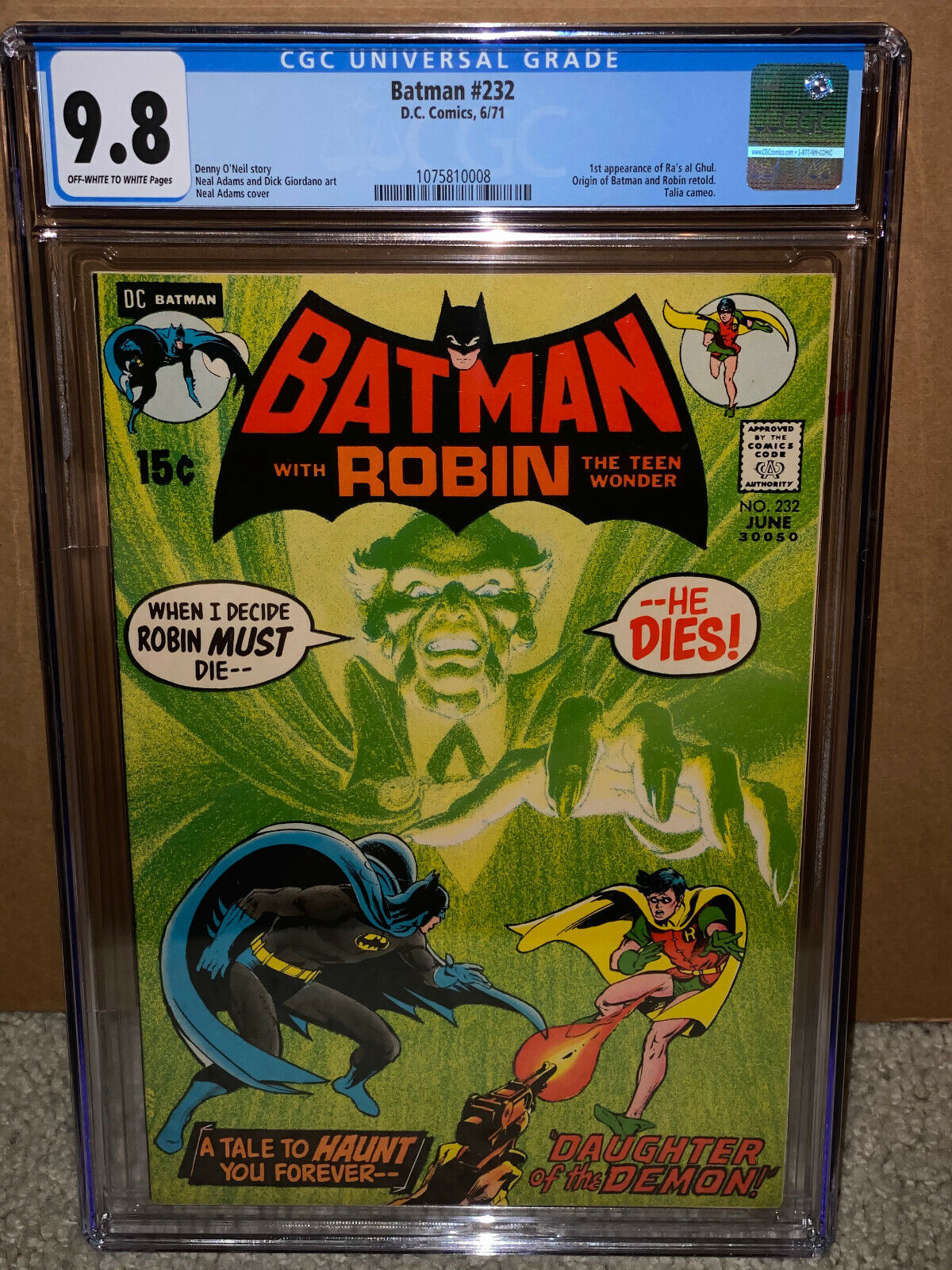 Batman #232 CGC 9.8 DC 1st Ra\'s Al Ghul NICELY CENTERED Neal Adams 108 cm bo