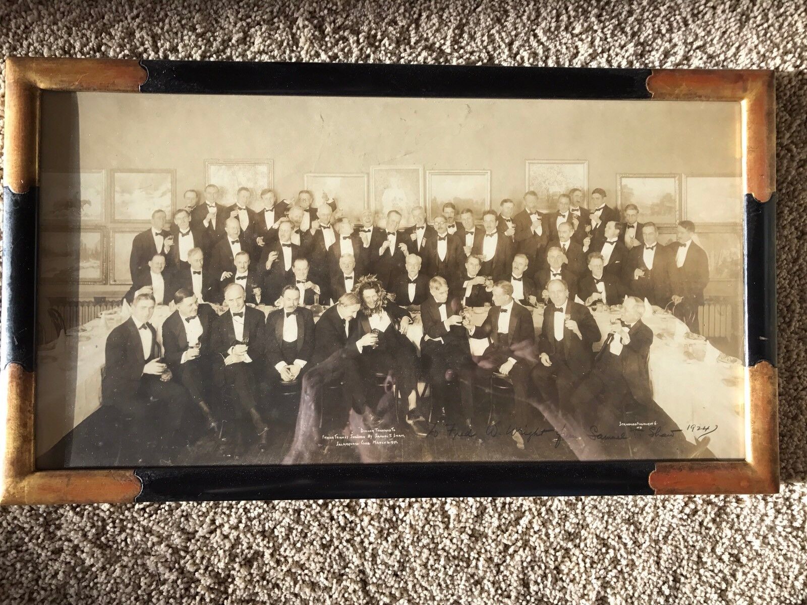 Signed 1924 Salmagundi Club Photo Of Reception Honoring Frank Tenney Johnson