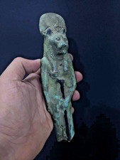 Ancient Egyptian Antiques Rare Sekhmet Statue Green Faience Lioness Goddess BC picture