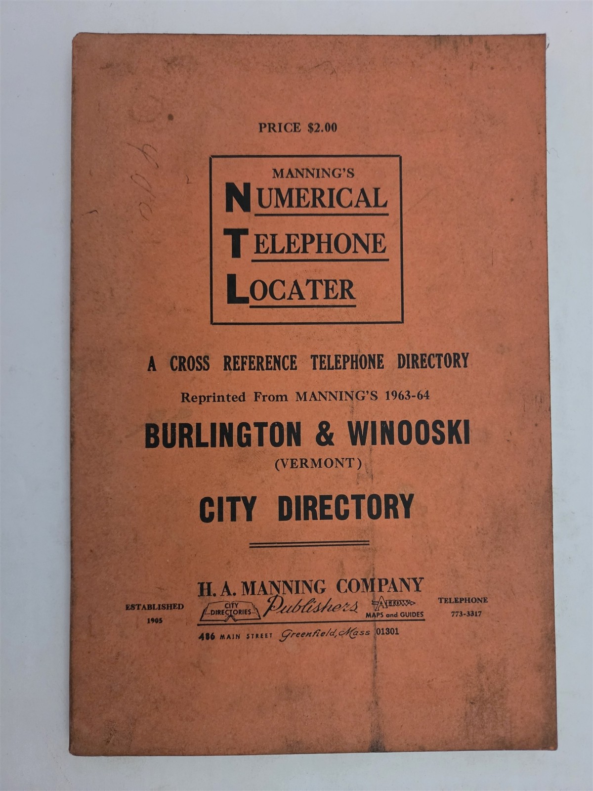 1935 antique TELEPHONE DIRECTORY burlington vt winooski HISTORY genealogy ads