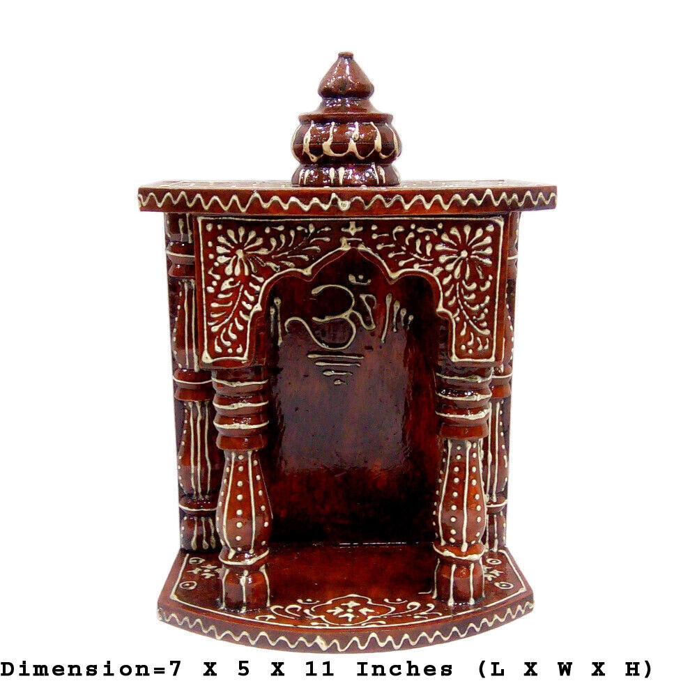 Temple Art Indian Hindu Wooden Pooja Ghar Worship Wall Handmade Mandir Cabinet