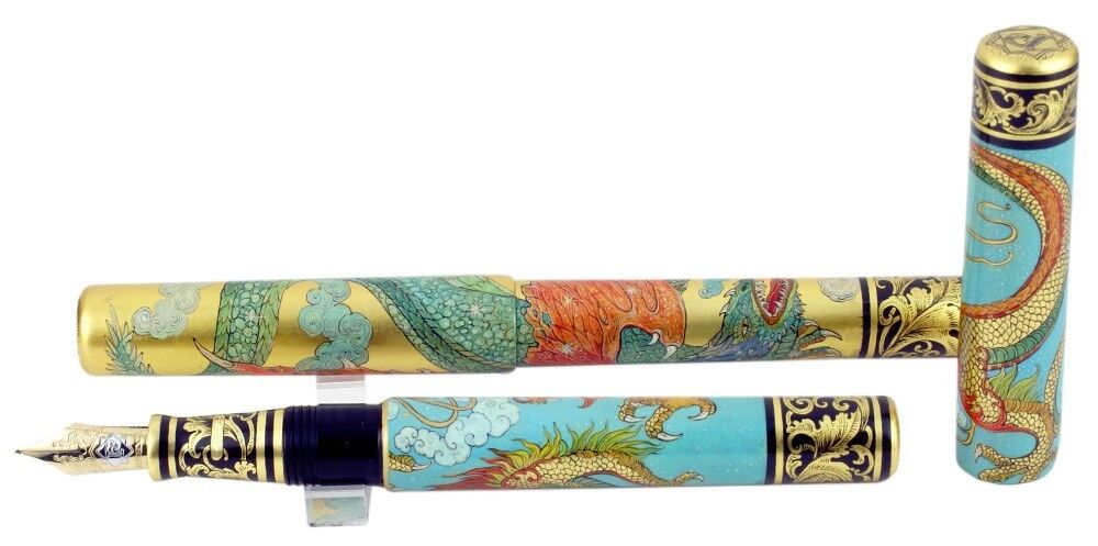 Phoenix Lacquer Art Year of the Dragon Matching Number Fountain Pen Set 