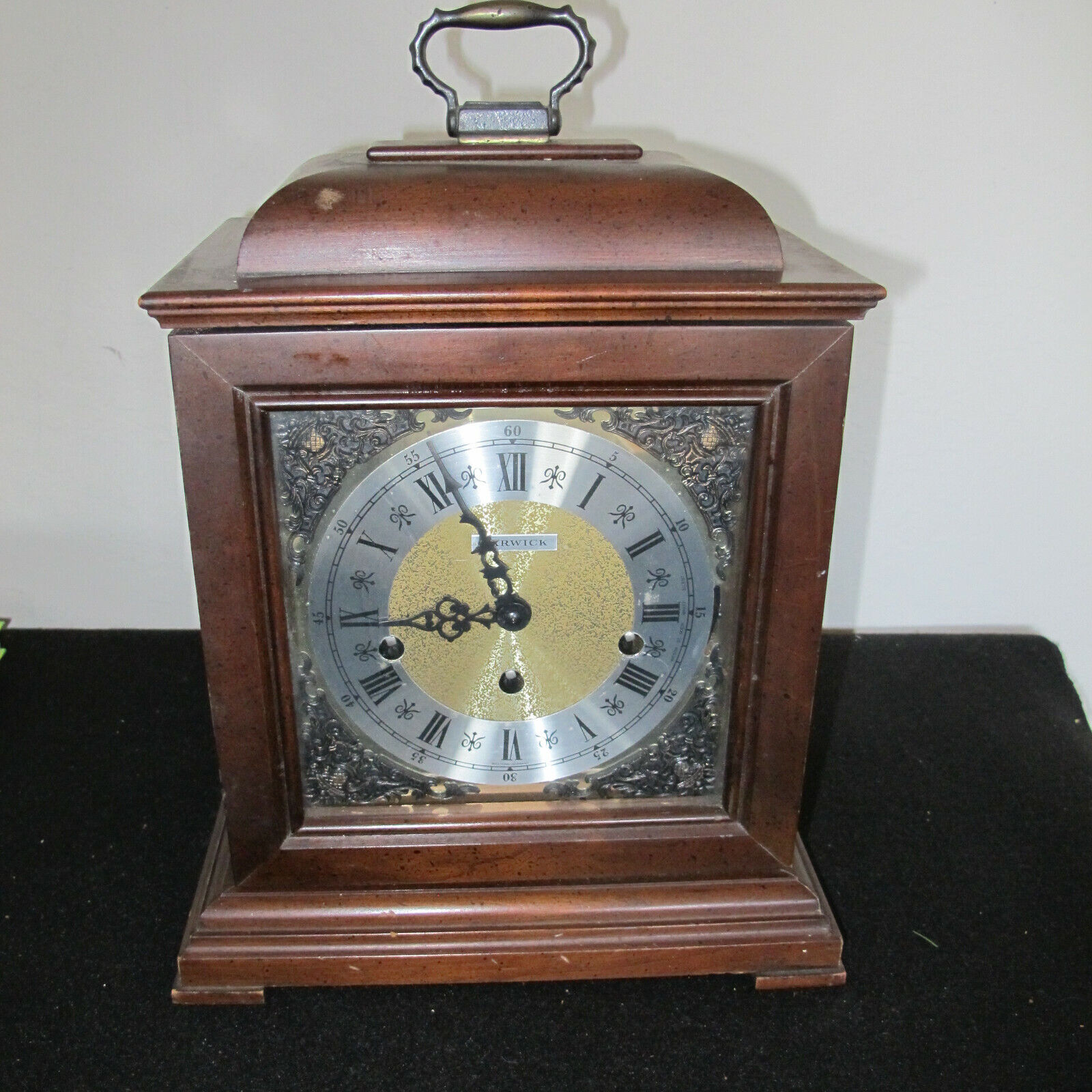 Vintage Barwick Mantel Clock With Brass Handle Model 4992