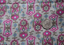 7612 1 yd antique 1920's cotton fabric, sateen, gray with magenta motifs picture