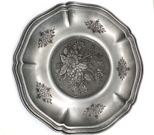 Wall Plate Tray Metal Original 3F TRE-EFFE Pewter Floral Motif Vintage T picture