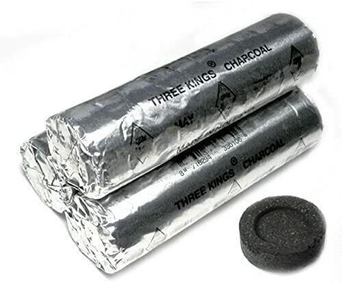 Three Kings Incense Hookah Charcoal, 3 Roll, 30 Disc 33mm Round Coal