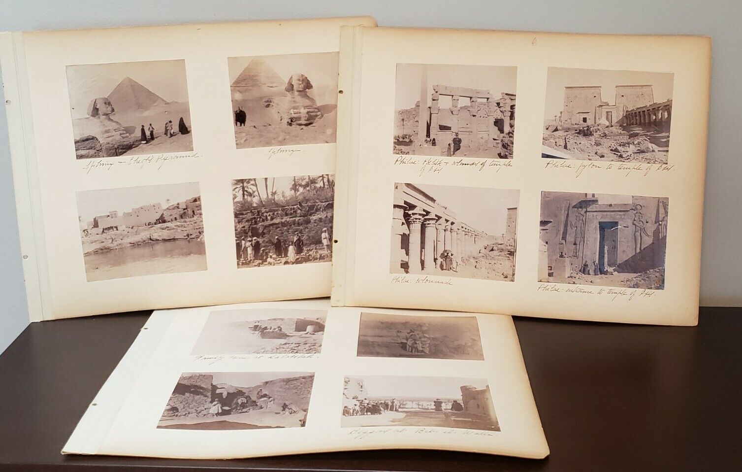 Ca. 1880s Egypt Tour Photographs Album Pages Sphinx Antique People Victorian