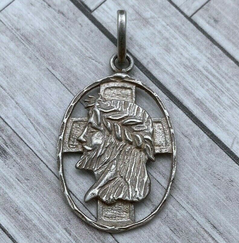 Vintage Sterling Jesus Christ Cross Pendant (RP13)