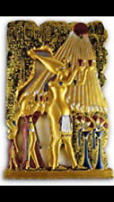 PHARAONIC EGY HANDMADE PORCELAIN WALL TABLEAU, AKHENATON IS OFFERING TO ATEN picture