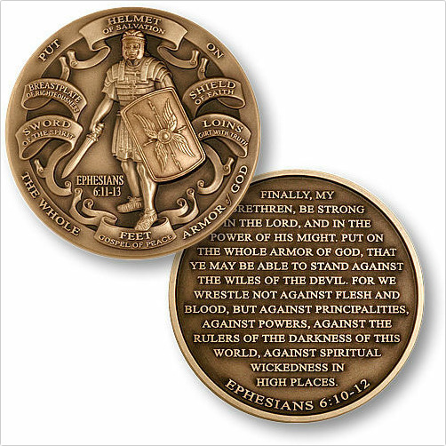 Armor of God Commemorative Challenge Coin High Relief Ephesians 6:10-12 - Large