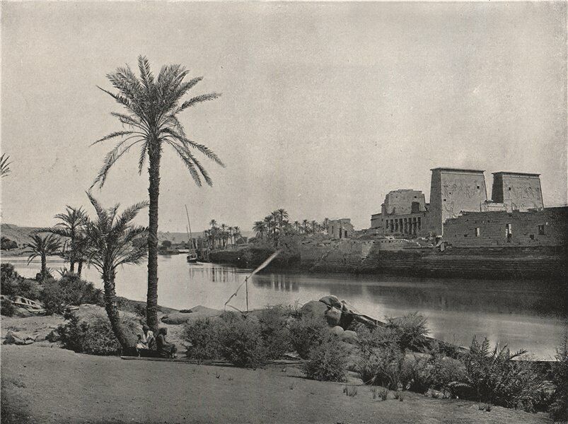 PHILAE. The island, with the Temple of Isis. Egypt 1895 old antique print