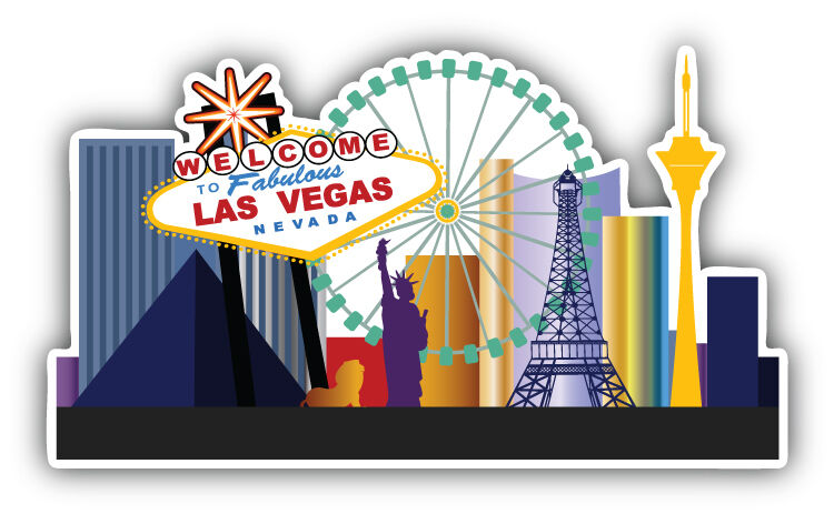 Las Vegas Welcome City Label Car Bumper Sticker Decal 5'' x 3''