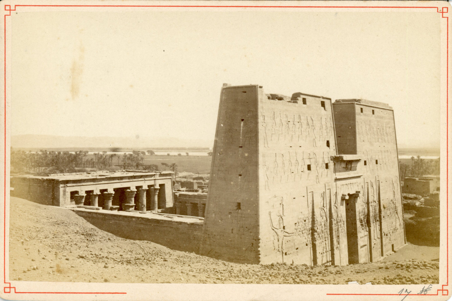 Egypt, Temple of Edfu, L'entrance, ca.1885, Vintage Albumen Print Vinta