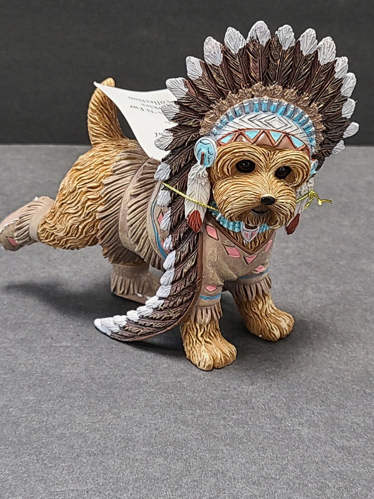 Hamilton Collection “Chief Kicking Cat” Feathers 'N Fur Yorkies collection