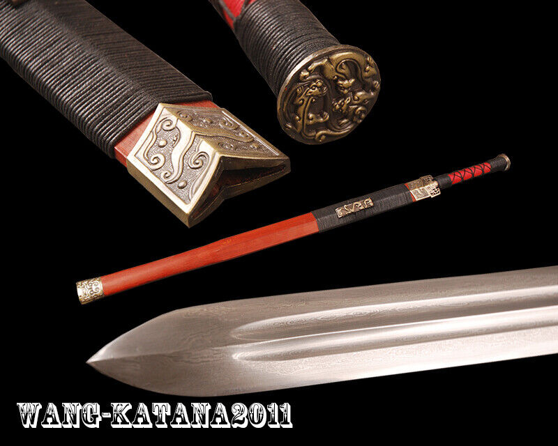 Auspicious Chinese Redwood Han Dynasty Jian Double Groove Sharp Blade Sword Gift