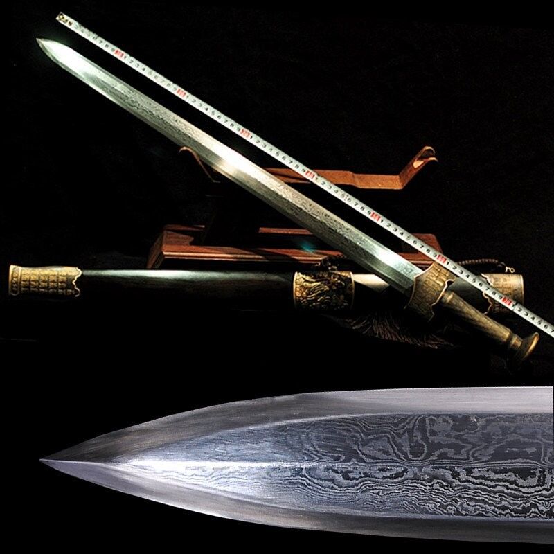 Battle Ready Han Sword Traditional Hand Forged Pattern Steel Blade Sharp #4665