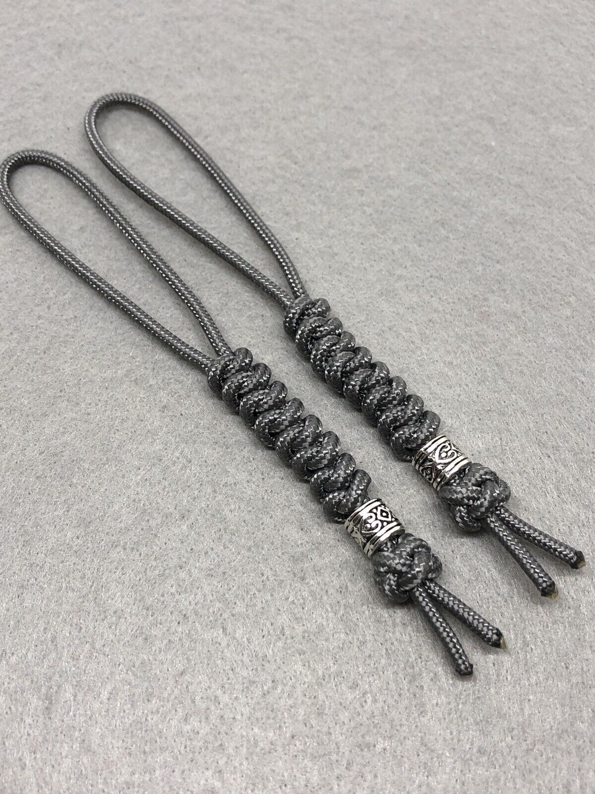 275 Paracord  Knife Lanyard 2pk Graphite Cord Snake Knot With Metal Bead
