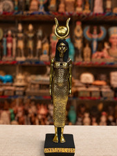 Golden Egyptian Goddess of Love Hathor Statue Hand Made in Egypt picture