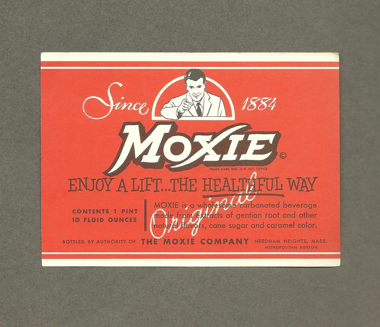 Moxie Large 1940\'s Vintage Soda Bottle Label 1 Pint,10 Oz  New Old Stock Unused