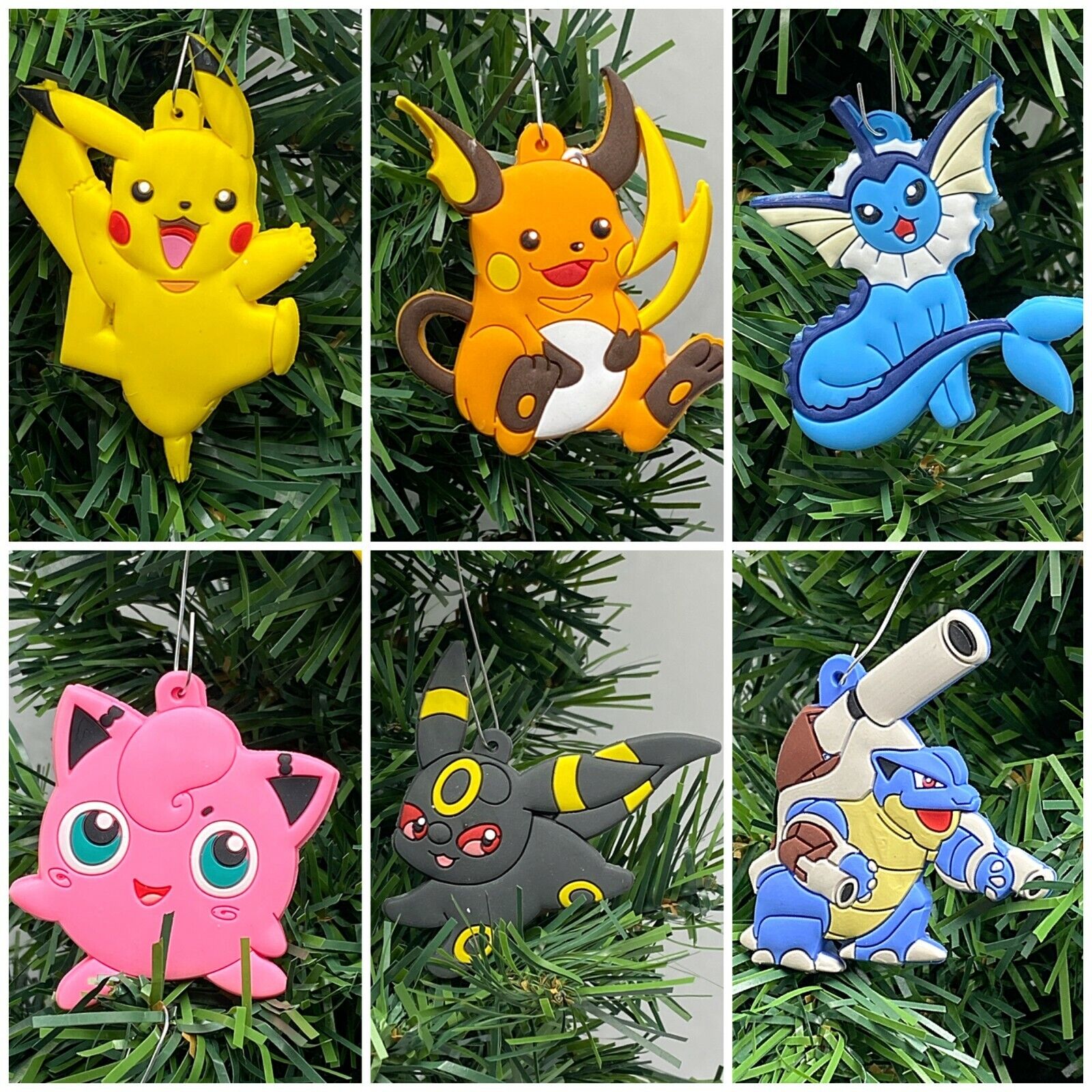 Pokemon 6 Piece Christmas Ornament Set Shatterproof Design Pikachu & Friends