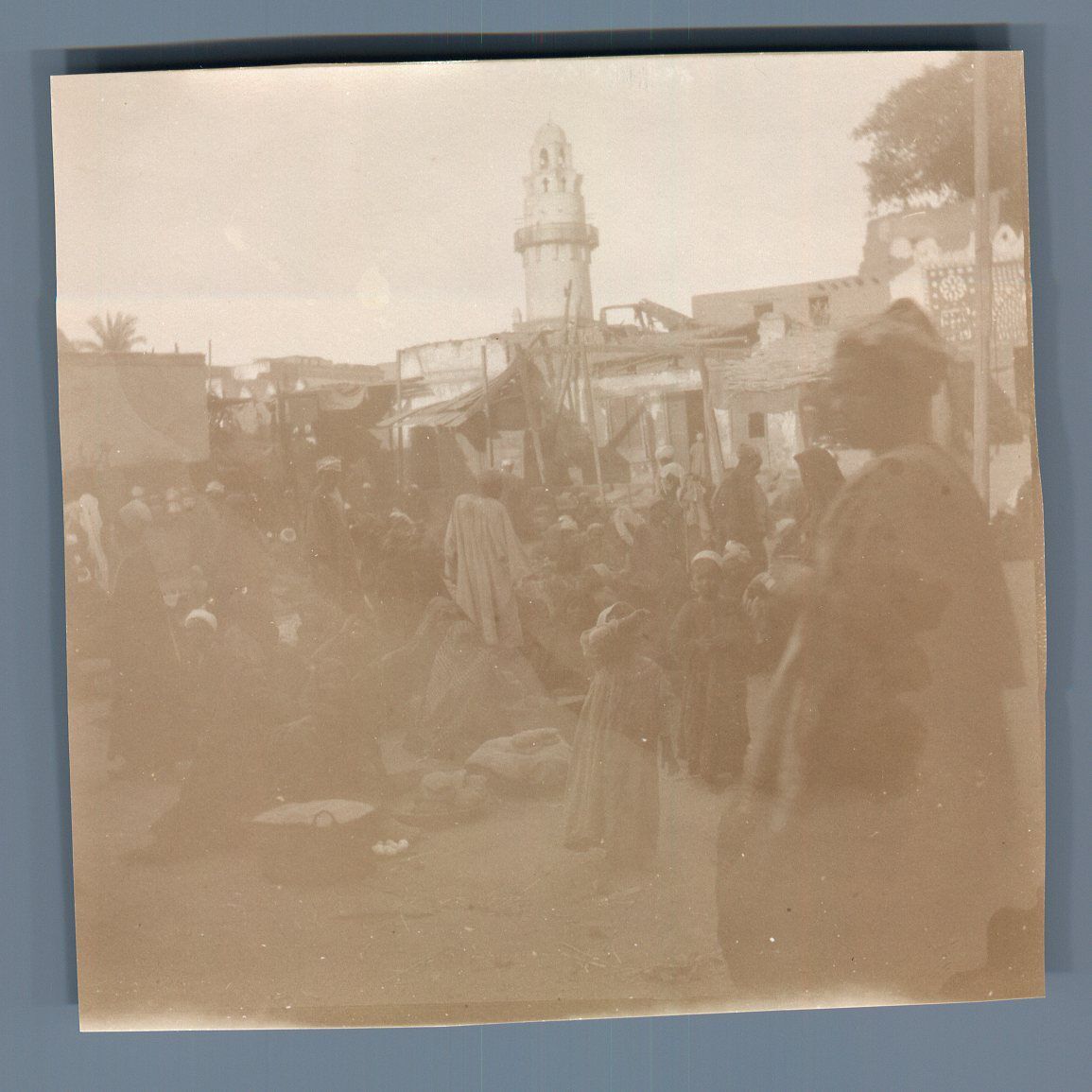 Egypt, Esna, A Market Near the Mosque Vintage Citrate Print. Vintage Egypt