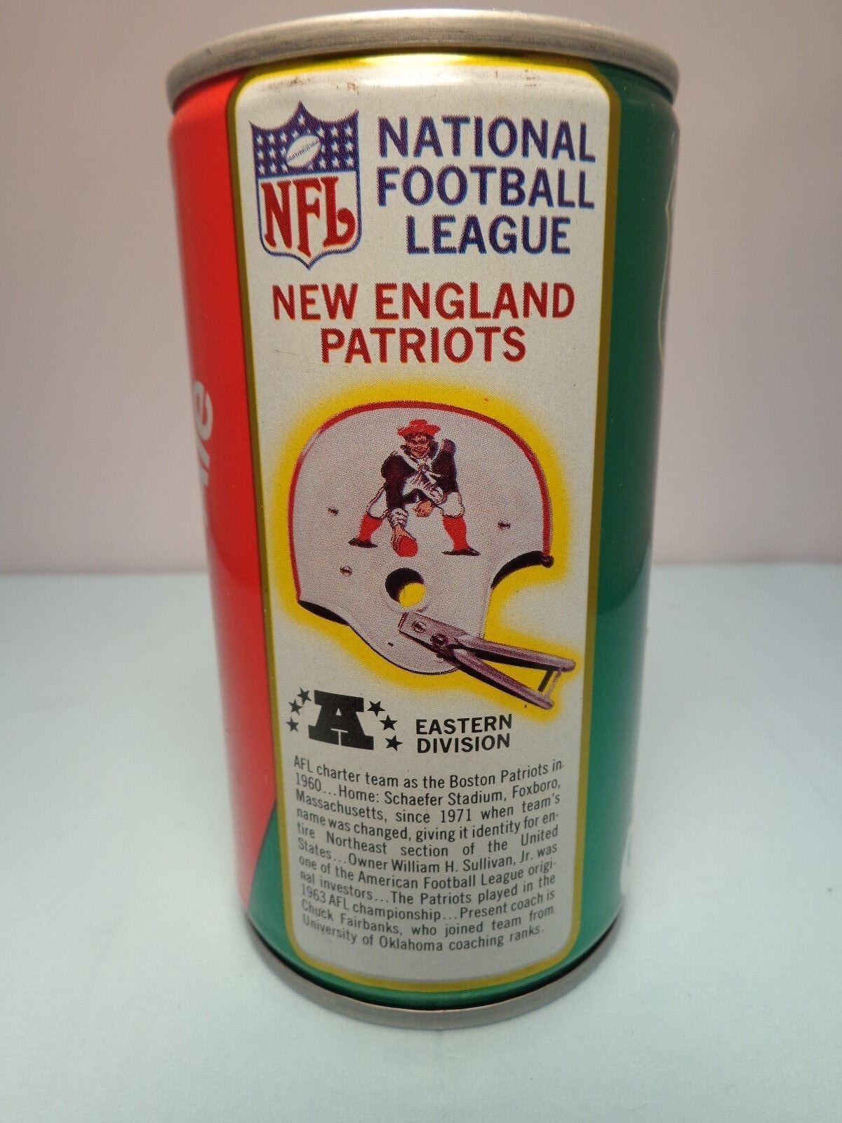 NEW ENGLAND PATRIOTS FOOTBALL CANADA DRY GINGER ALE PULL TAB SODA POP CAN  NFL