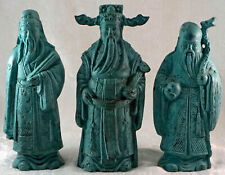 3 Chinese Immortal Deities Fu Lou Shou Statues Verdigris Patina Metal Sculpture picture
