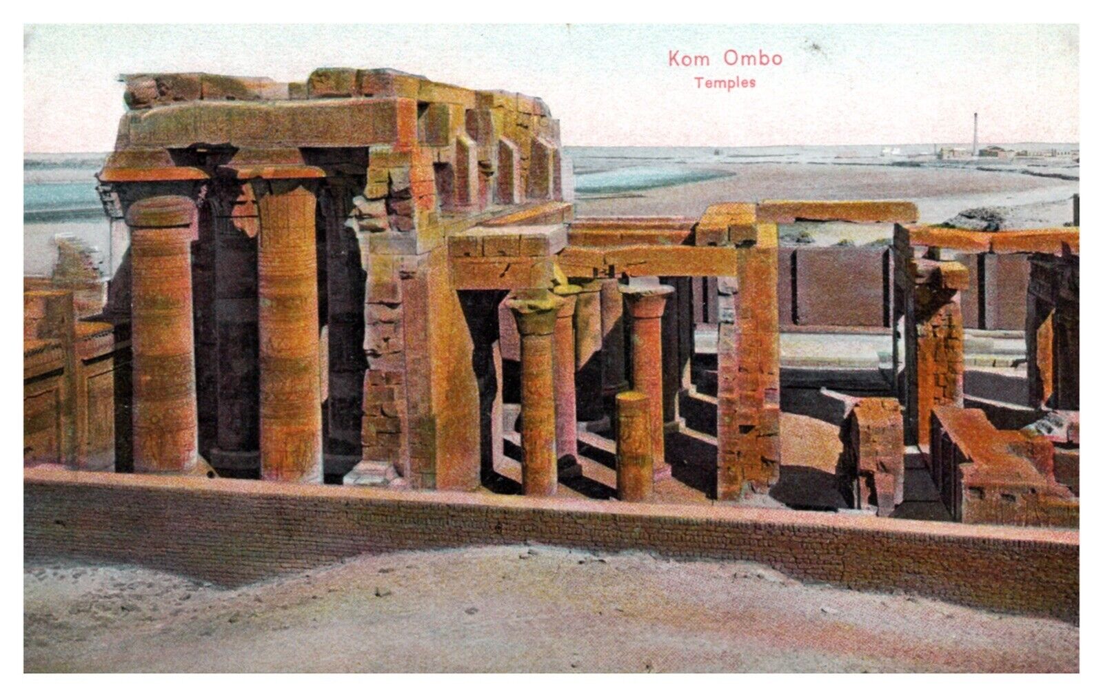 Original Vintage Arabic Postcard Egypt, 1074, Cairo Kom Ombo Temples