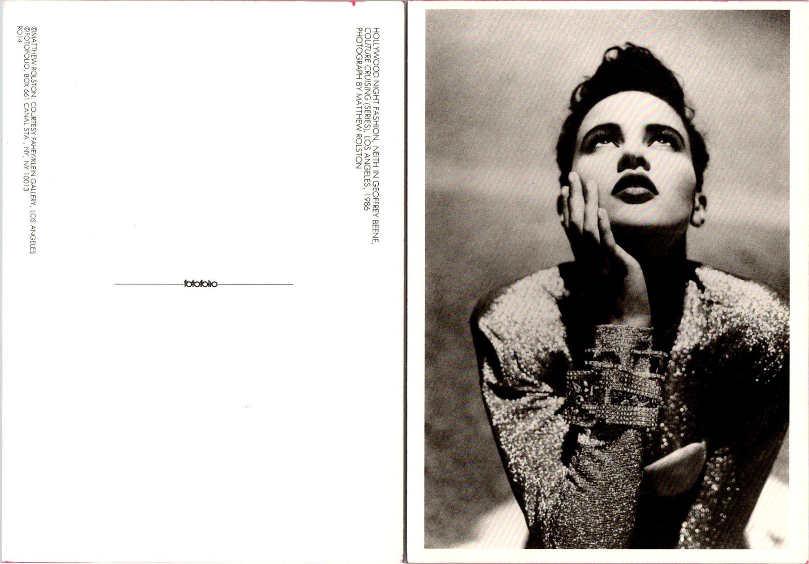 Postcard - HOLLYWOOD NIGHT FASHION  NEITH IN GEOFFREY BEENE