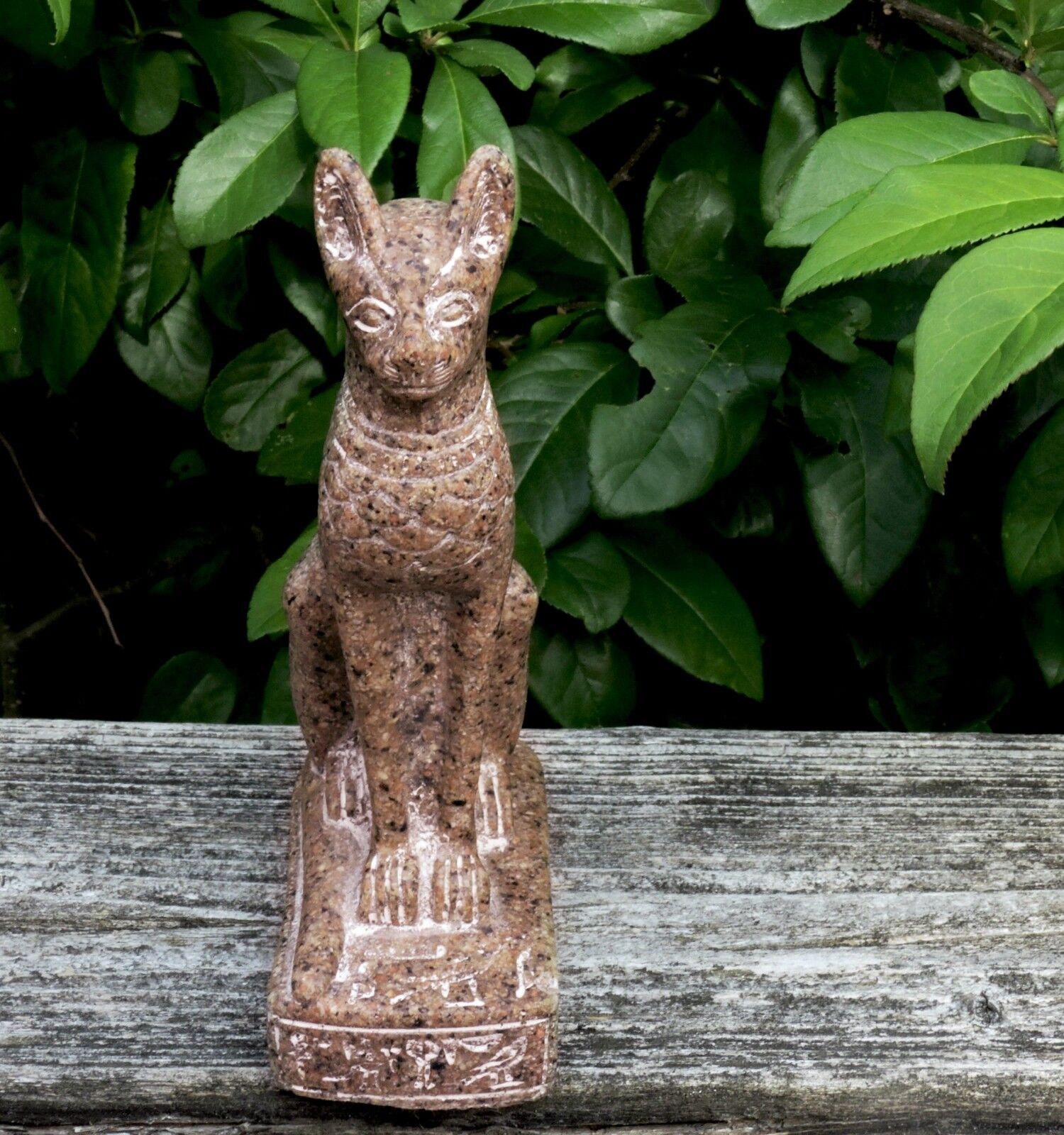 Vintage Egyptian Hand Carved Cat Goddess Bastet Statue Solid Granite Sculpture