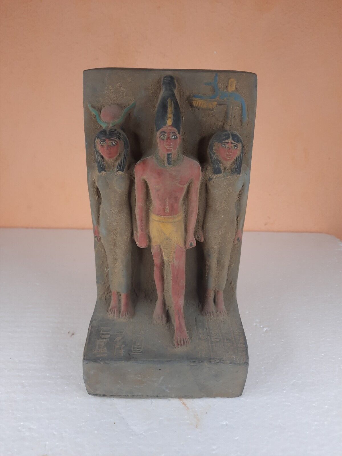 RARE ANTIQUE ANCIENT EGYPTIAN Statue King Menkaure Gods Isis Amun Hathor Bc
