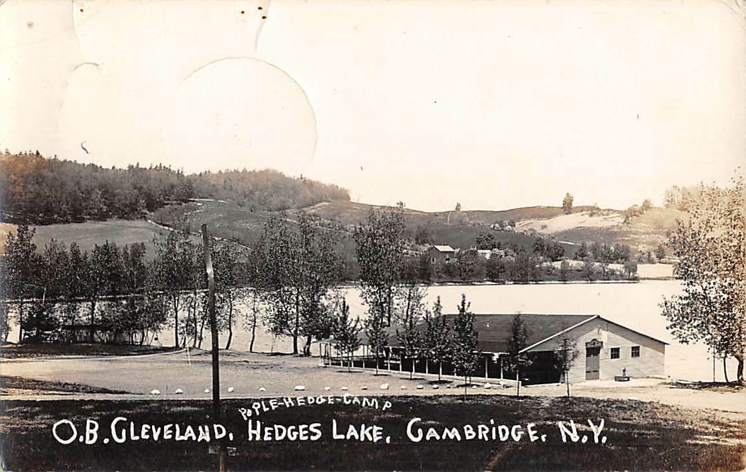CAMBRIDGE, WASHINGTON CTY, NY, CLEVELAND CAMP HEDGES LAKE, RPPC used c 1910-20