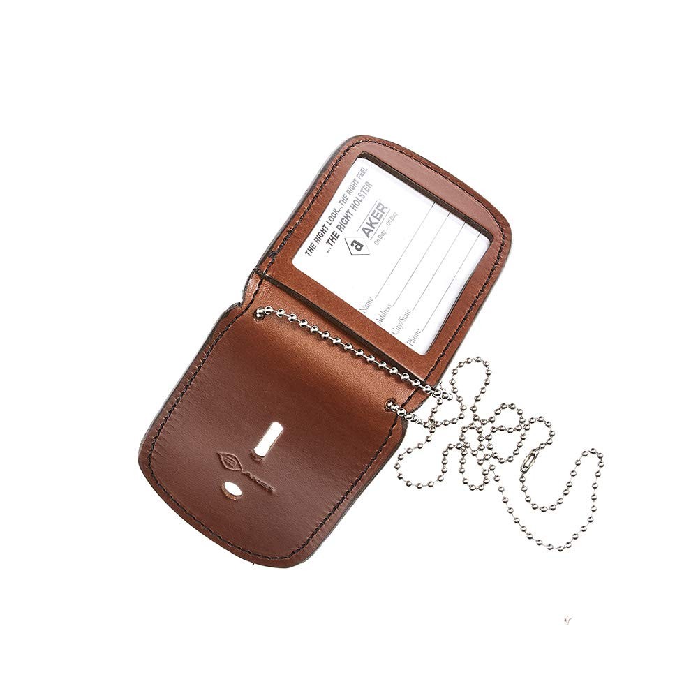 Aker Leather 597 Neck Badge Holder ID Holder Leather Plain Black