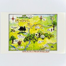 Classic Winnie the Pooh Postcard Hundred Aker Wood Map Disney Shepard 100 Acre picture