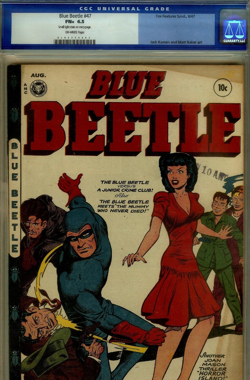 BLUE BEETLE #47- CGC 6.5- HIGHER GRAGE BAKER/KAMEN ART- 1947 MUMMY STRY