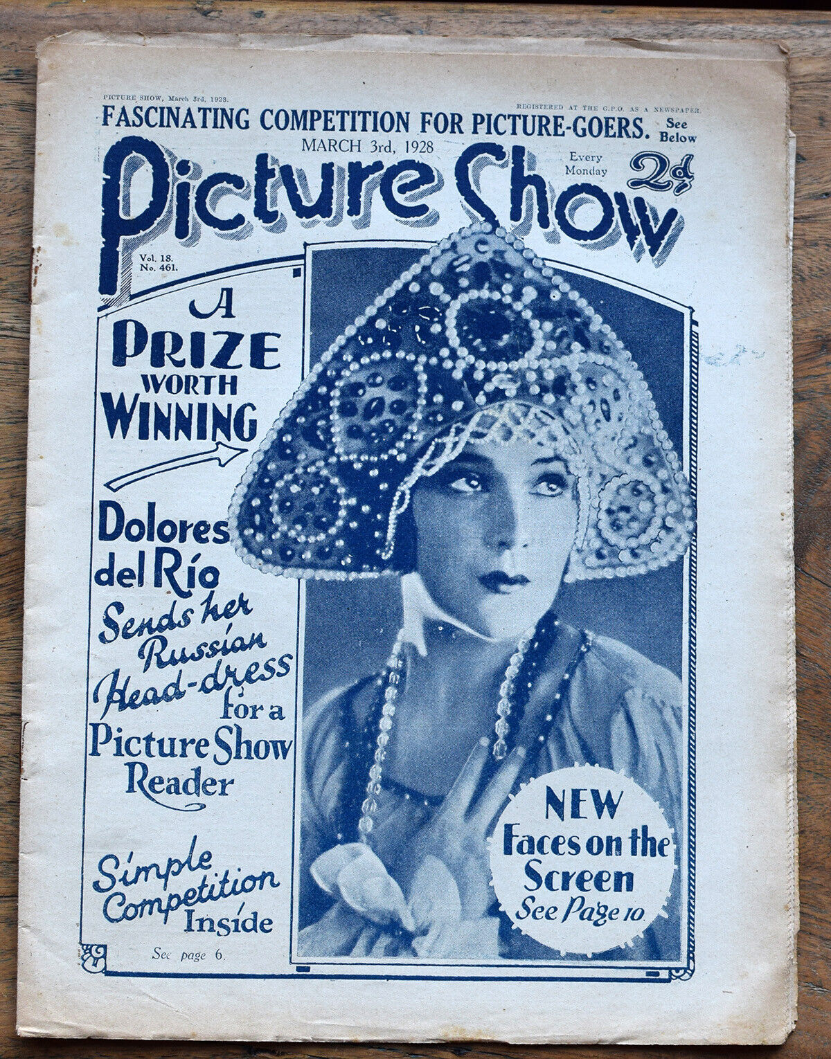 OLD FILM magazine - Picture Show for March 3rd 1928 with tinted suppliment
