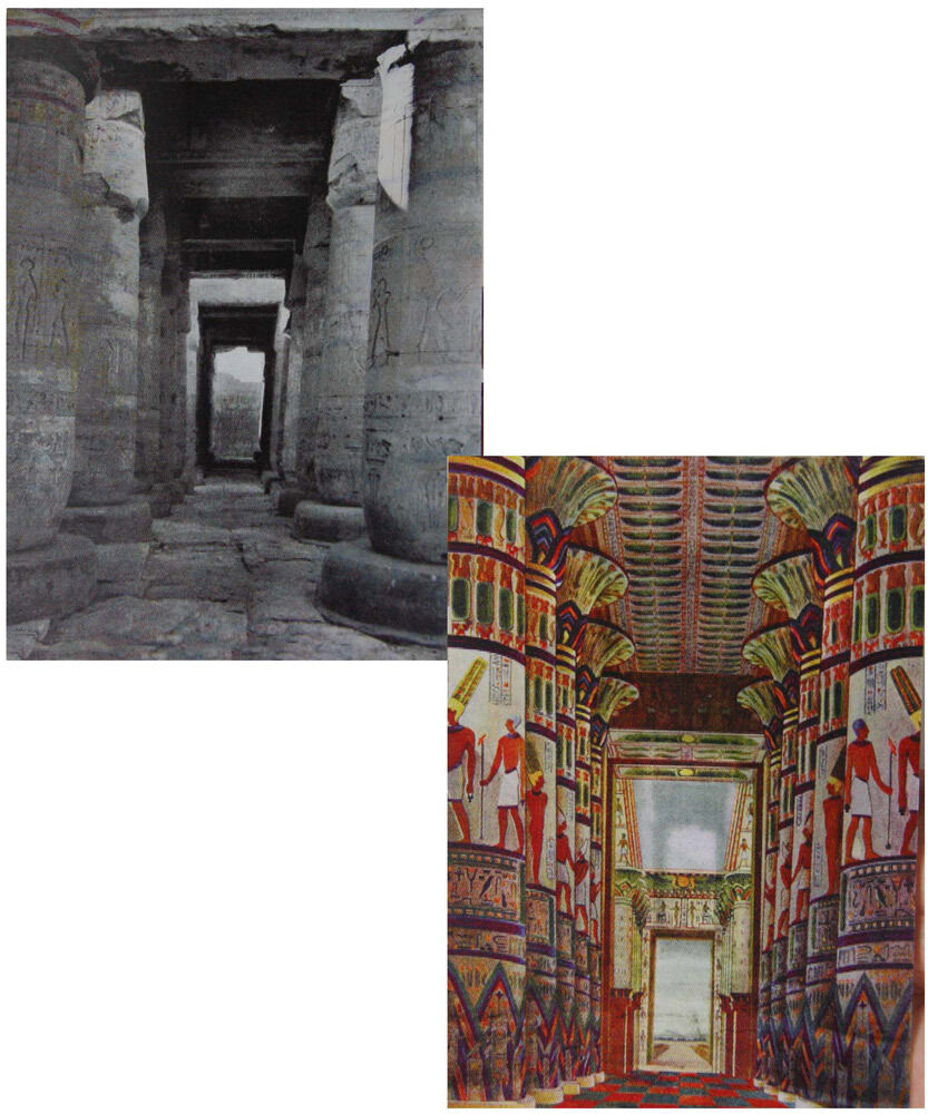 Karnak Temple Postcard - 2 Different Paintings -  Lenticular  - 91¢ shipping