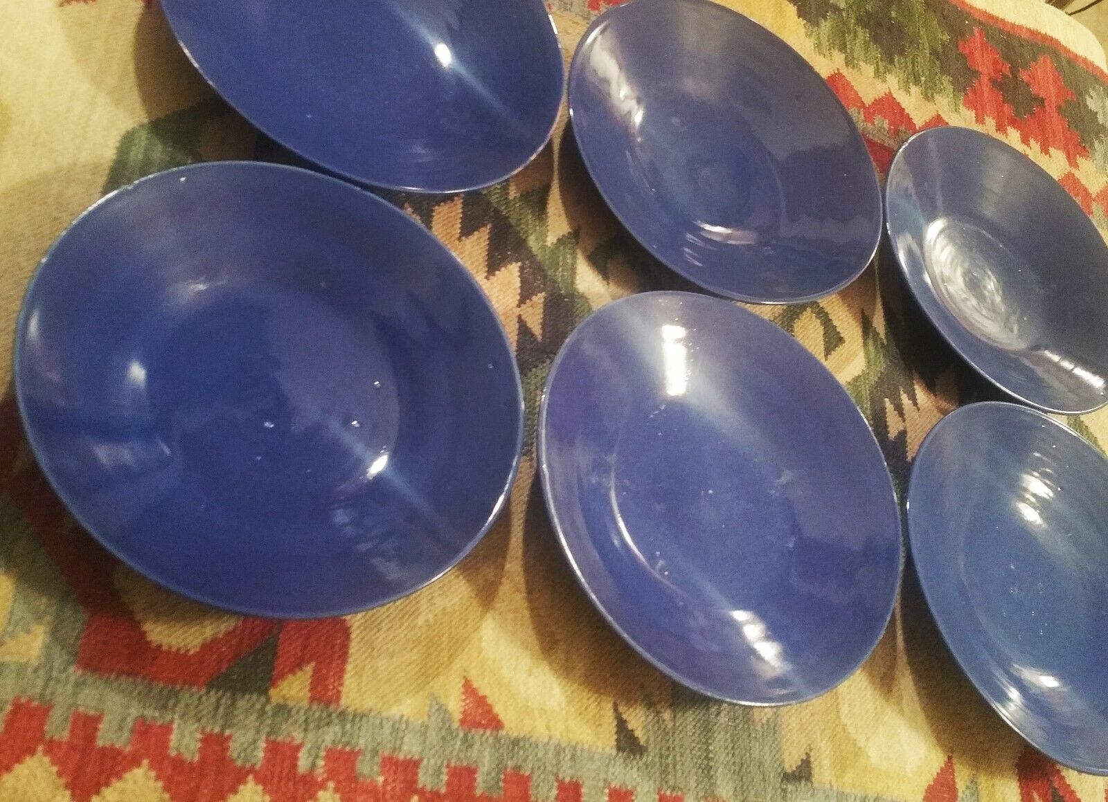 6 SACRIFICIAL blue antique chinese porcelain bowl monochrome table art pottery