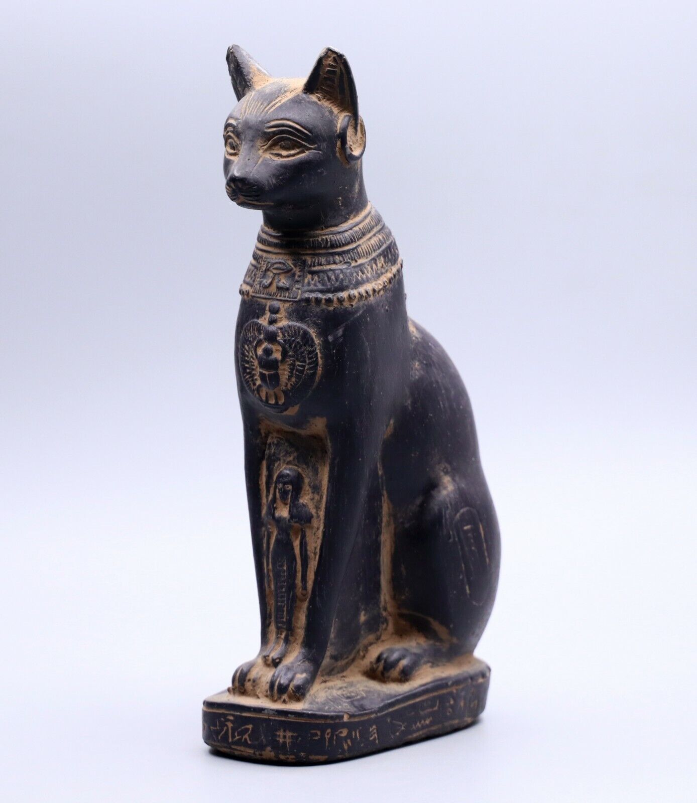 Rare EGYPT EGYPTIAN BASTET ANTIQUES CAT Ubasti GODS Black Carved STONE BC