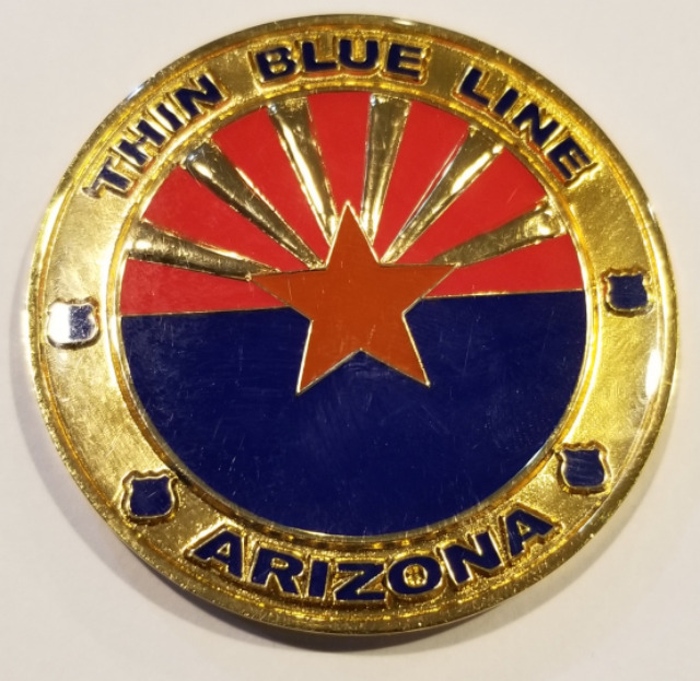 POLICE UNITY TOUR THIN BLUE LINE ARIZONA AZ WE RIDE FOR THOSE WHO DIED COIN