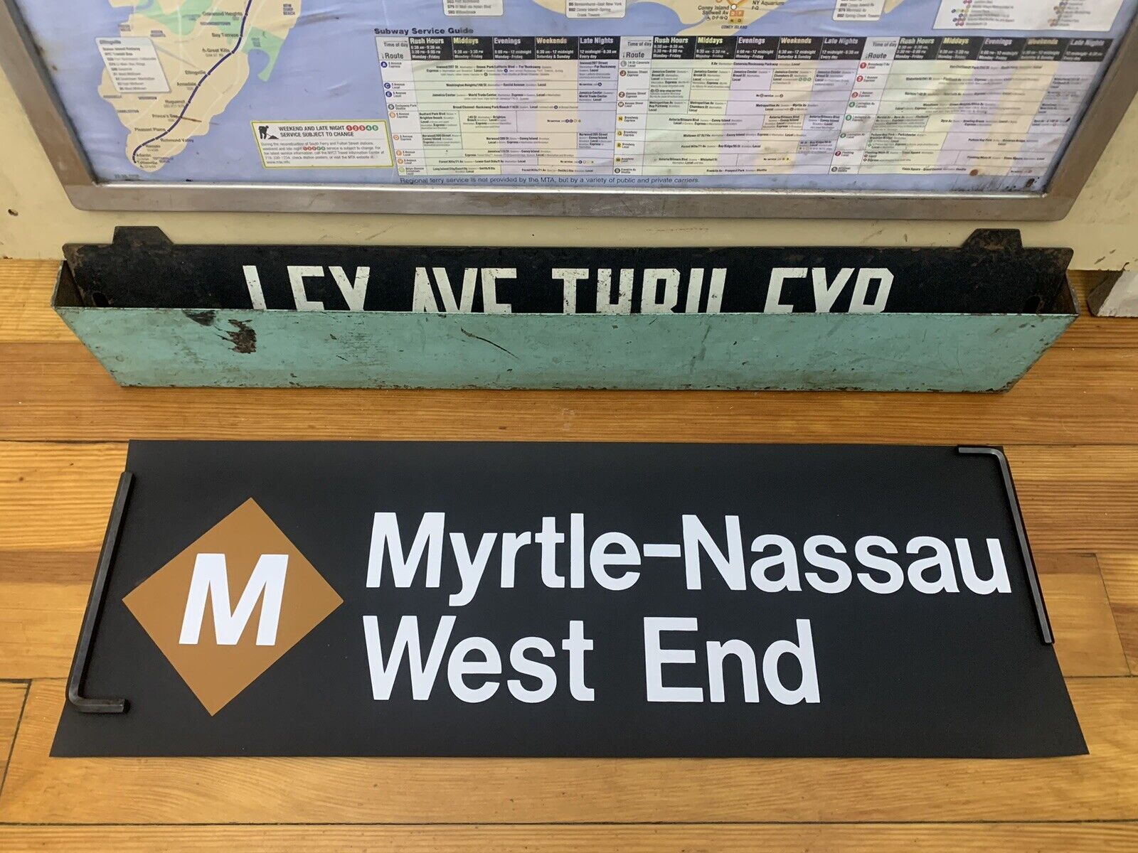 NY NYC SUBWAY ROLL SIGN NASSAU MYRTLE WEST END AVENUE BROOKLYN BROAD WALL STREET