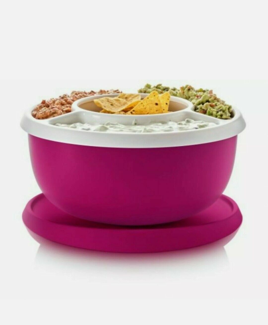TUPPERWARE ESSENTIALS PINK LARGE BOWL SEAL  PARTY TRAY 18 CUPS COZY BRUNCH NEW