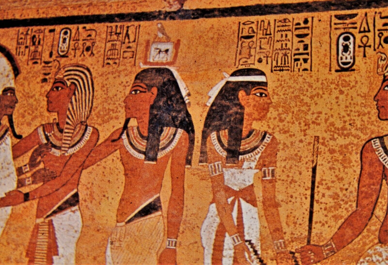 Vintage Postcard, ASWAN, EGYPT, Tut Ankh Amum, Osiris & Sky Goddess Nut Painting