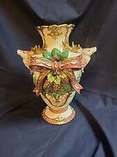 Fitz & Floyd~Florentine Christmas Centerpiece Vase W/ Reindeer & Ribbon picture