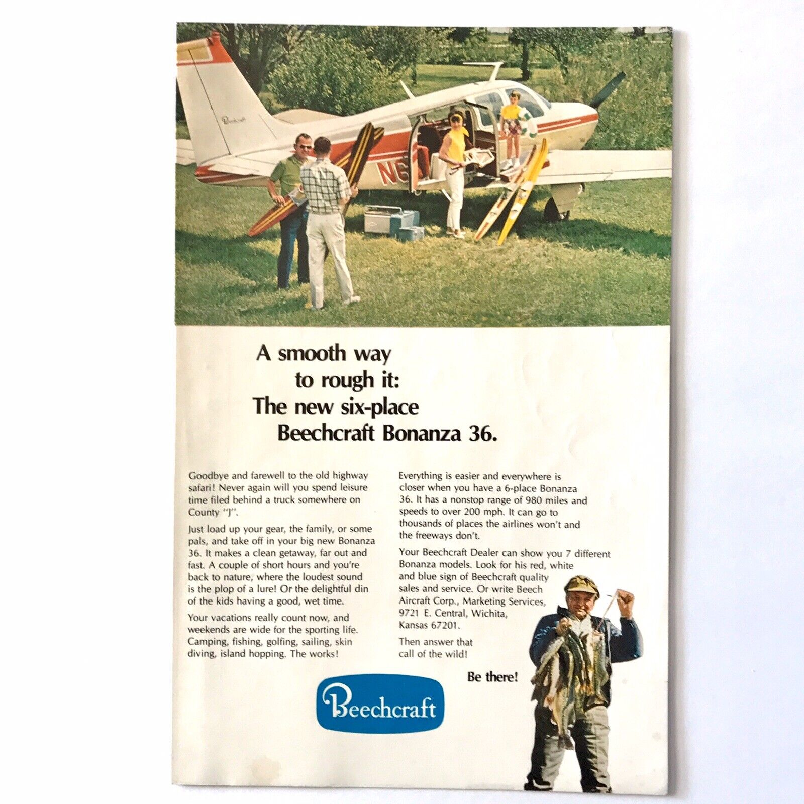 1969 6thPlace Beechcraft Bonanza 36 Beech Aircraft Corp. Wichita Kansas Print Ad