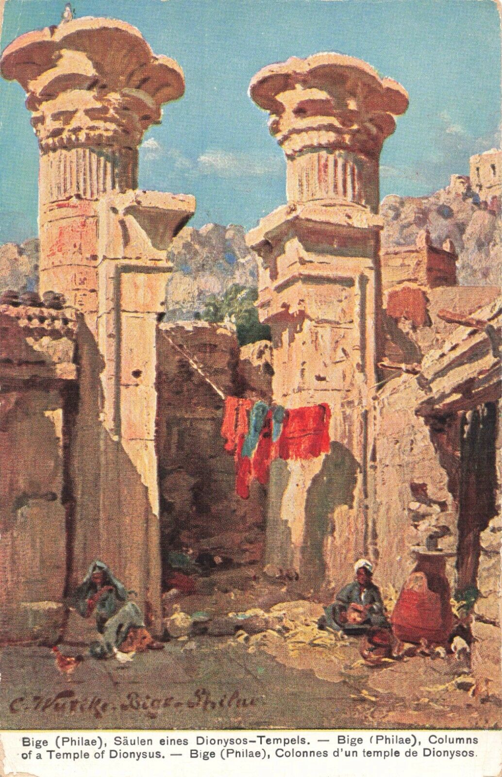 Postcard Philae Columns Egypt