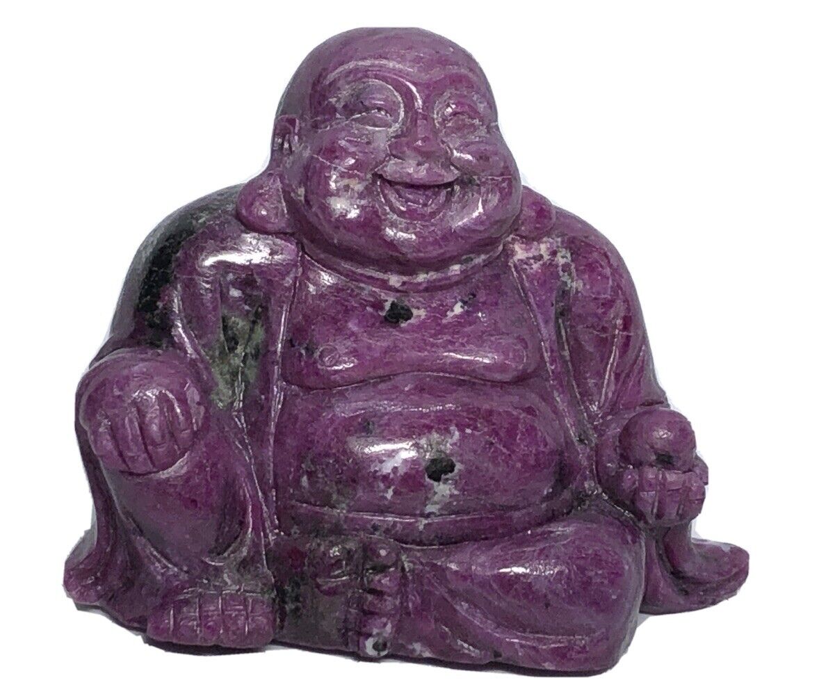 Hand Carved Ruby And Zoisite Buddha