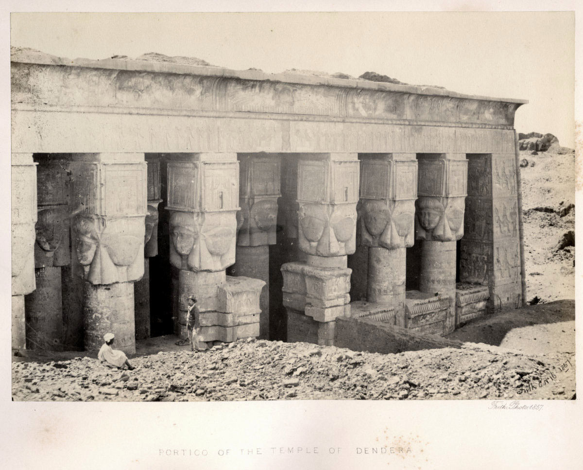 c.1857  PHOTO EGYPT FRITH - PORTICO OF THE TEMPLE OF DENDERA